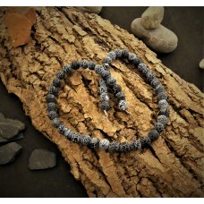 Ronde 8 - Agate naturelle efflorescente noire (10 pces)